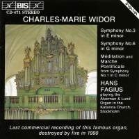 Widor Charles-Marie - Organ Symphony 3 + 6 in the group Externt_Lager /  at Bengans Skivbutik AB (2006864)