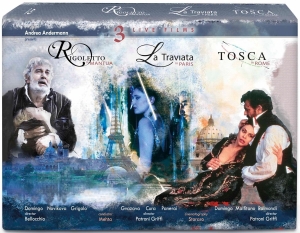 Plácido Domingo Orchestra Sinfonic - La Traviata Rigoletto Tosca (3 Bd in the group MUSIK / Musik Blu-Ray / Klassiskt at Bengans Skivbutik AB (2235760)