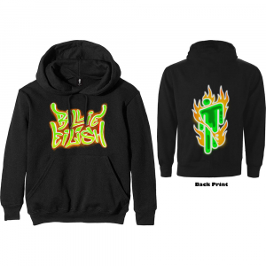 Billie Eilish - Unisex Pullover Hoodie Black - Airbrush Flames Blohsh (Back Print) in the group OTHER / Merch T-shirts at Bengans Skivbutik AB (3833951r)