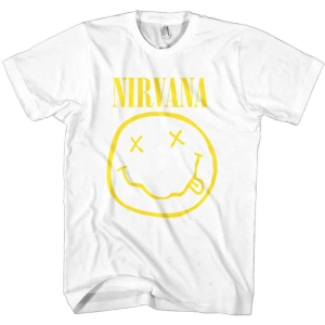 Nirvana - Yellow Happy Face White T-Shirt (XL) in the group MERCHANDISE / T-shirt / Pop-Rock at Bengans Skivbutik AB (3834124)