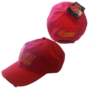 David Bowie - Flash Logo Red Baseball C in the group OTHER / Merch Caps and Hats at Bengans Skivbutik AB (3921730)