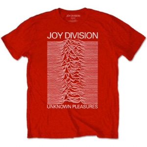 Joy Division - Joy Division Unisex Tee : Unknown Pleasures White On Red in the group CDON - Exporterade Artiklar_Manuellt / T-shirts_CDON_Exporterade at Bengans Skivbutik AB (4080862r)