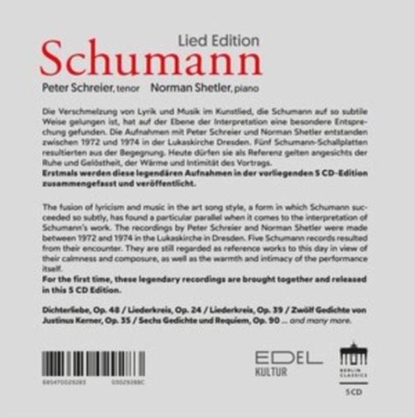Schumann Robert - Lied Edition (5Cd) in the group CD / Bestsellers at Bengans Skivbutik AB (4248760)