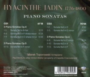 Marek Toporowski - Jadin: Piano Sonatas, Op. 4-6 (2Cd) in the group Externt_Lager / at Bengans Skivbutik AB (4261322)