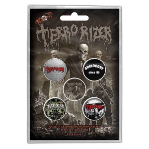 Terrorizer - Caustic Attack Retail Packed Button Badg in the group MERCHANDISE / Accessoarer / Heavy Metal at Bengans Skivbutik AB (4271721)