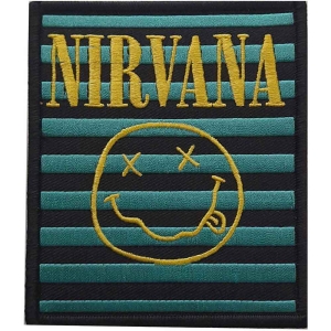 Nirvana - Logo & Smiley Stripes Woven Patch in the group MERCHANDISE / Patch / Heavy Metal at Bengans Skivbutik AB (4294312)