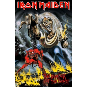 Iron Maiden - Number Of The Beast Textile Poster in the group MERCHANDISE / Merch / Hårdrock at Bengans Skivbutik AB (4398182)