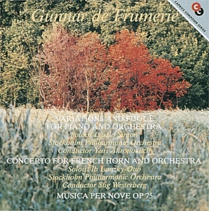 Frumerie Gunnar De - Musica Per Nove Variationer Och Fug in the group Externt_Lager /  at Bengans Skivbutik AB (544919)