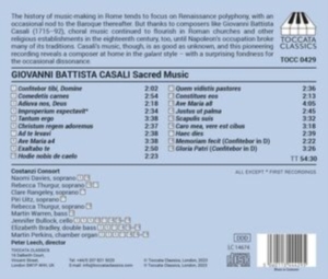 Casali Giovanni Battista - Sacred Music From Eighteenth-Centur in the group Externt_Lager / at Bengans Skivbutik AB (5506118)