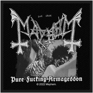 Mayhem - Pure Fucking Armageddon Standard Patch in the group MERCHANDISE / Accessoarer / Hårdrock at Bengans Skivbutik AB (5513961)