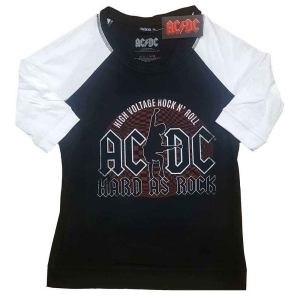 Ac/Dc - Hard As Rock Lady Bl/Wht Raglan:1 in the group MERCH / T-Shirt /  at Bengans Skivbutik AB (5525351r)