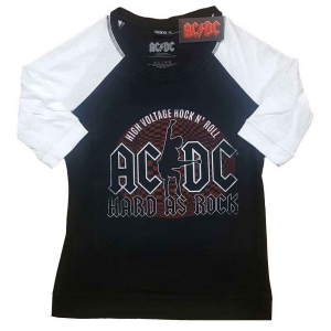 Ac/Dc - Hard As Rock Lady Bl/Wht Raglan:1 in the group MERCHANDISE / T-shirt / Heavy Metal at Bengans Skivbutik AB (5525351r)