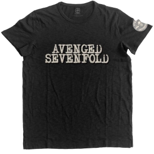 Avenged Sevenfold - Logo & Deathbat App Slub Uni Bl    in the group MERCH / T-Shirt /  at Bengans Skivbutik AB (5526280r)