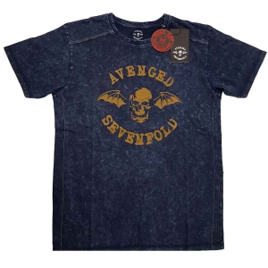 Avenged Sevenfold - Logo Snow Wash Uni Navy    in the group MERCHANDISE / T-shirt / Heavy Metal at Bengans Skivbutik AB (5526472r)