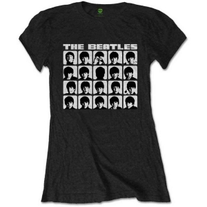 The Beatles - Hard Days Night Faces Mono Lady Bl    in the group MERCHANDISE / T-shirt / Pop-Rock at Bengans Skivbutik AB (5527435r)