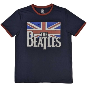 The Beatles - Drop T Logo & Vintage Flag Ringer Uni Na in the group MERCHANDISE / T-shirt / Pop-Rock at Bengans Skivbutik AB (5527436r)