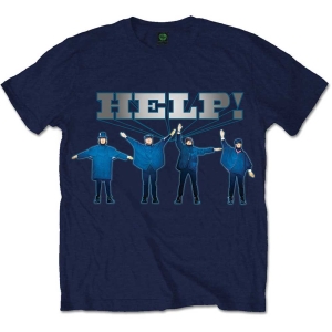 The Beatles - Help Silver Logo Uni Navy    in the group MERCHANDISE / T-shirt / Pop-Rock at Bengans Skivbutik AB (5527793r)
