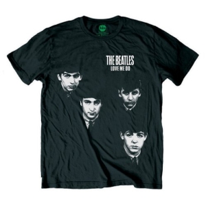 The Beatles - Love Me Do Faces Uni Bl    in the group MERCHANDISE / T-shirt / Pop-Rock at Bengans Skivbutik AB (5528361r)