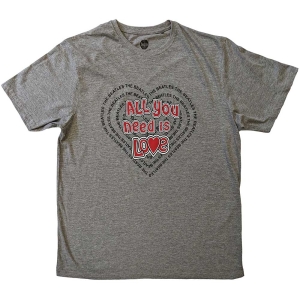 The Beatles - All You Need Is Love Heart Uni Grey    in the group MERCH / T-Shirt /  at Bengans Skivbutik AB (5529005r)