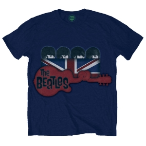 The Beatles - Guitar & Flag Uni Navy    in the group MERCH / T-Shirt /  at Bengans Skivbutik AB (5529042r)