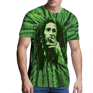 Bob Marley - Smoke Uni Green Dip-Dye    in the group MERCHANDISE / T-shirt / Reggae at Bengans Skivbutik AB (5529834r)