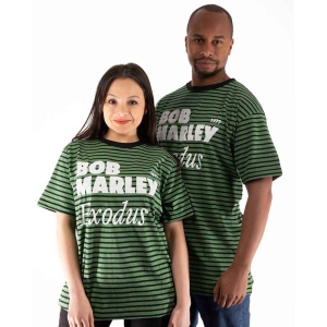 Bob Marley - Exodus Striped Uni Green/Bl    in the group MERCHANDISE / T-shirt / Reggae at Bengans Skivbutik AB (5529848r)