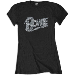 David Bowie - Flash Logo Diamante Lady Bl    in the group MERCHANDISE / T-shirt / Pop-Rock at Bengans Skivbutik AB (5530250r)