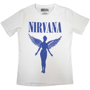 Nirvana - Angelic Blue Mono Lady Wht    in the group MERCHANDISE / T-shirt / Heavy Metal at Bengans Skivbutik AB (5534157r)
