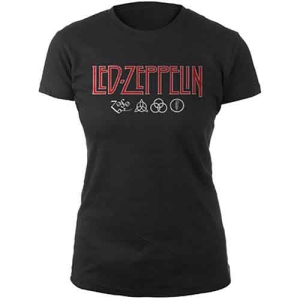 Led Zeppelin - Logo & Symbols Lady Bl    in the group MERCHANDISE / T-shirt / Heavy Metal at Bengans Skivbutik AB (5535313r)