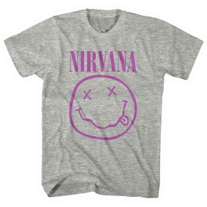 Nirvana - Purple Smiley Uni Grey    in the group MERCH / T-Shirt /  at Bengans Skivbutik AB (5535347r)