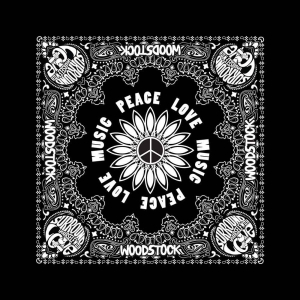 Woodstock - Peace Love Music Bandana in the group MERCHANDISE / Merch / Pop-Rock at Bengans Skivbutik AB (5536349)