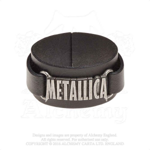 Metallica - Logo Leather Wriststrap in the group MERCHANDISE / Merch / Hårdrock at Bengans Skivbutik AB (5536889)