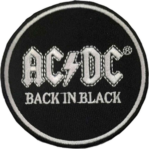 Ac/Dc - Back In Black Circle Woven Patch in the group MERCHANDISE / Patch / Heavy Metal at Bengans Skivbutik AB (5537659)