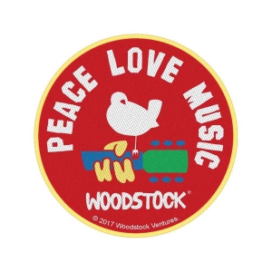 Woodstock - Peace Love Music Standard Patch in the group MERCHANDISE / Patch / Pop-Rock at Bengans Skivbutik AB (5538621)