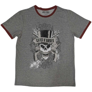 Guns N Roses - Faded Skull Ringer Uni Grey    S in the group MERCHANDISE / T-shirt / Heavy Metal at Bengans Skivbutik AB (5542211r)