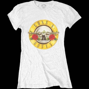 Guns N Roses - Classic Bullet Logo Skinny Lady Wht    S in the group MERCHANDISE / T-shirt / Heavy Metal at Bengans Skivbutik AB (5542220r)