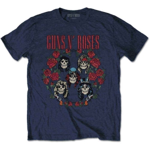 Guns N Roses - Skulls Wreath Uni Navy    S in the group MERCHANDISE / T-shirt / Heavy Metal at Bengans Skivbutik AB (5542233r)