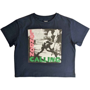 The Clash - London Calling Lady Navy Crop Top: in the group MERCHANDISE / T-shirt / Punk at Bengans Skivbutik AB (5543153r)