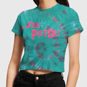 Sex Pistols - Logo Lady Green Dip-Dye Crop Top:  in the group MERCHANDISE / T-shirt / Punk at Bengans Skivbutik AB (5543187r)