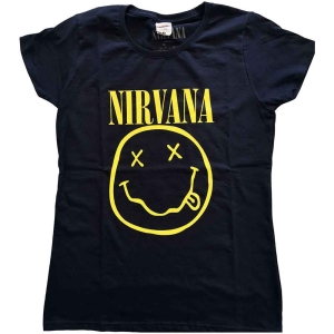 Nirvana - Yellow Happy Face Lady Navy (2XL) in the group MERCHANDISE / T-shirt / Pop-Rock at Bengans Skivbutik AB (5546265)
