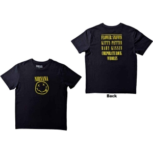 Nirvana - Yellow Happy Face Flower Sniffin' Uni Bl in the group MERCHANDISE / T-shirt / Nyheter / Pop-Rock at Bengans Skivbutik AB (5546469r)