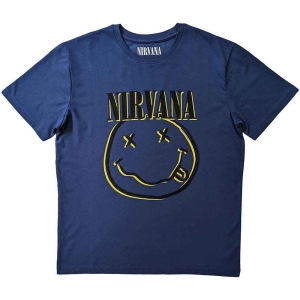 Nirvana - Inverse Happy Face Uni Blue  in the group MERCHANDISE / T-shirt / Nyheter / Pop-Rock at Bengans Skivbutik AB (5546476r)