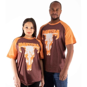 Pantera - Skull Uni Brown/Orange Raglan in the group MERCHANDISE / T-shirt / Heavy Metal at Bengans Skivbutik AB (5546636r)