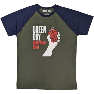 Green Day - American Idiot Uni Khaki/Navy Raglan in the group MERCHANDISE / T-shirt / Nyheter / Punk at Bengans Skivbutik AB (5547134r)