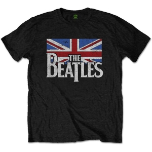 The Beatles - Drop T Logo & Vint Flag Boys T-Shirt Bl in the group MERCHANDISE / Merch / Pop-Rock at Bengans Skivbutik AB (5548628r)
