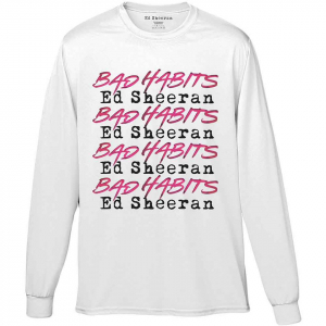 Ed Sheeran - Bad Habits Stacked Uni Wht Long Sleeve  in the group MERCHANDISE / Hoodies / Pop-Rock at Bengans Skivbutik AB (5552169r)
