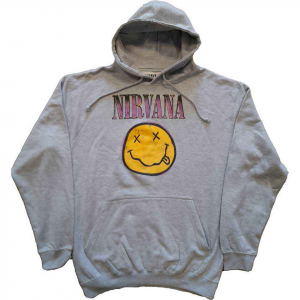 Nirvana - Xerox Happy Face Pink Grey Hoodie  in the group MERCHANDISE / Hoodies / Pop-Rock at Bengans Skivbutik AB (5553895r)