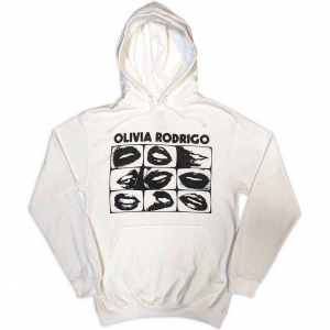 Olivia Rodrigo - Threshold Lips Grid Uni Wht Hoodie  in the group OTHER / Övrigt /  at Bengans Skivbutik AB (5553915r)