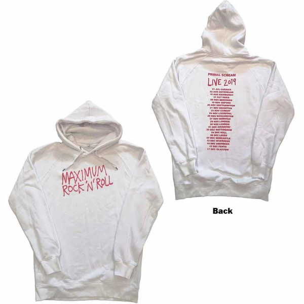 Primal Scream - Maximum Rnr Uni Wht Hoodie in the group MERCH / Clothing / Hoodies at Bengans Skivbutik AB (5553953r)