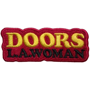 The Doors - La Woman Text Logo Red Woven Patch in the group MERCHANDISE / Patch / Pop-Rock at Bengans Skivbutik AB (5581813)